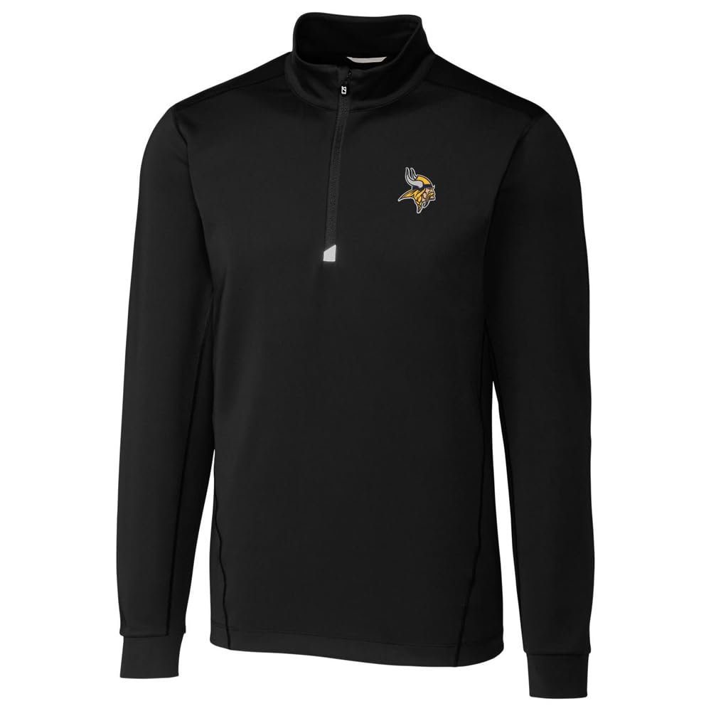 Cutter & Buck Men's Black Minnesota Vikings Traverse Quarter-Zip Pullover Jacket