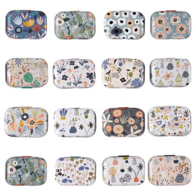 Framendino, 5 Pack Mini Trinket Coin Box Small Floral Containers with Lid for Jewelry Storage Case Tinplate (Random Color)