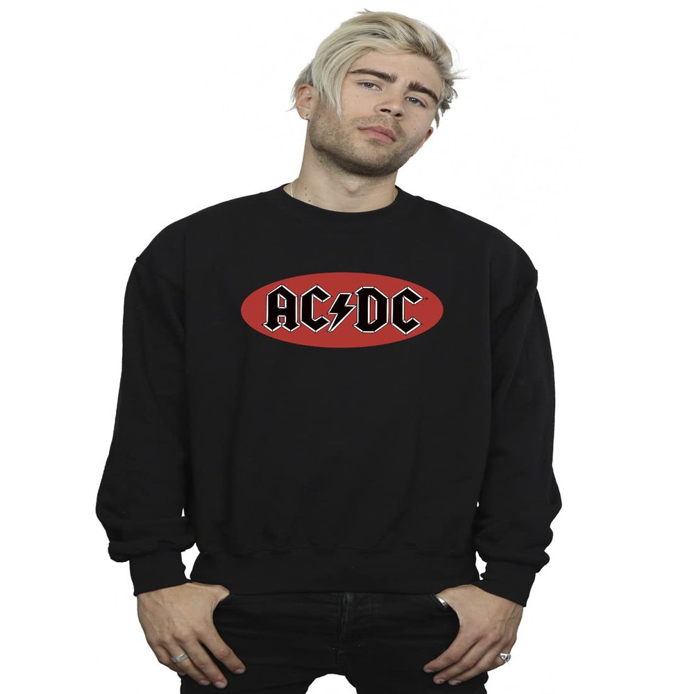 Absolute Cult ACDC Men's Red Circle Logo Sweatshirt, Black, Medium