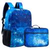 Fenrici Kids Backpack with Lunch Box Set for Boys and Girls, School Bag with Laptop Compartment and Insulated Lunch Bag, Galaxy Blue view 1