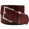 Women's Belts Full Grain Genuine Leather One Piece Casual Dress Belt 1-1/8" (30mm) wide (Burgundy-Silver, 44) view 1
