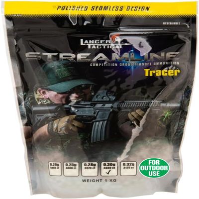 Lancer Tactcial 0.20g-0.32g Green Tracer Glow in The Dark Airsoft Outdoor BBS - Seamless Match-Grade for Outdoor Tracer BBS - Outdoor Field Compliant (Made in Taiwan)