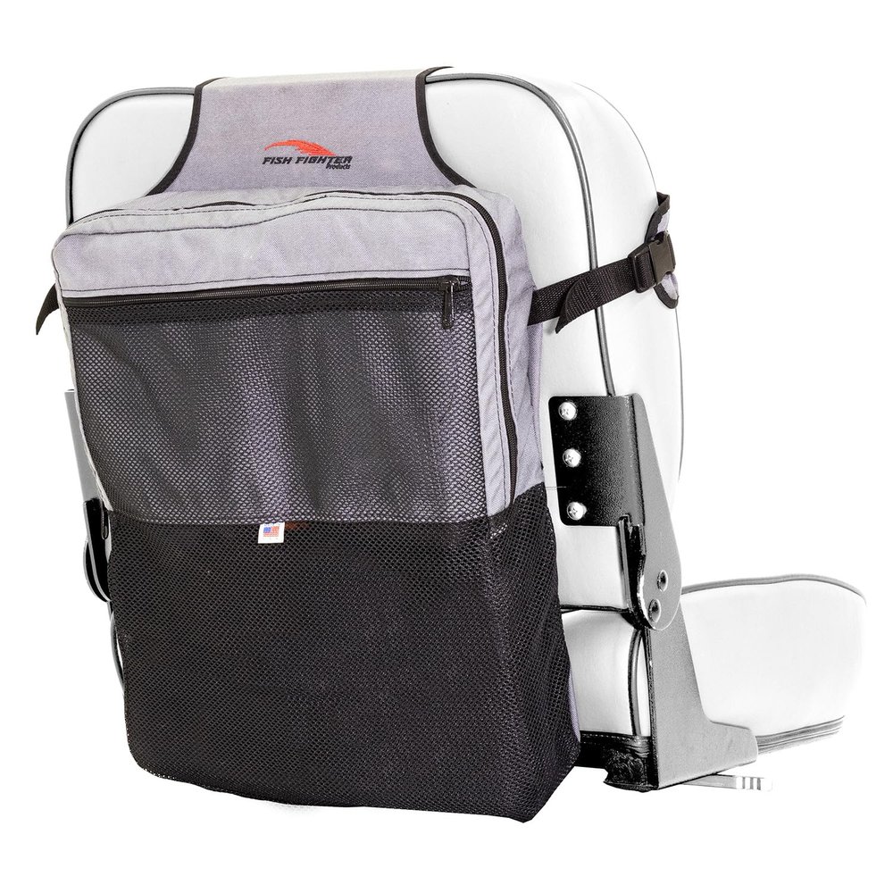 Fish Fighter Boat Seat Storage Bag | The Ultimate Boat Organizer | Boat Accessories and Boat Storage Bag | Fits Life Jackets, Phones, Belongings - Easy to Install with Buckle