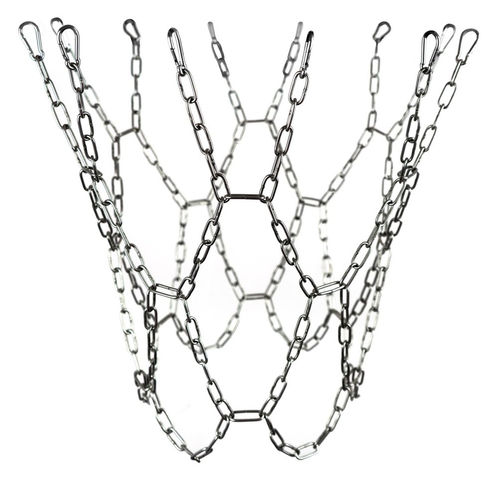 Sanung Stainless Steel Basketball Net, All Weather Rust-Proof 304 Stainless Steel Chain Braided Basketball Net for Indoor Outdoor Use, Easy to Install