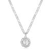 KissYan Initial Necklaces for Women, Silver Round Letter Pendant White Gold Capital Monogram Necklace Alphabets from A-Z Figaro Chain Jewelry(White Gold P) view 1