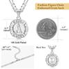 KissYan Initial Necklaces for Women, Silver Round Letter Pendant White Gold Capital Monogram Necklace Alphabets from A-Z Figaro Chain Jewelry(White Gold N) view 4