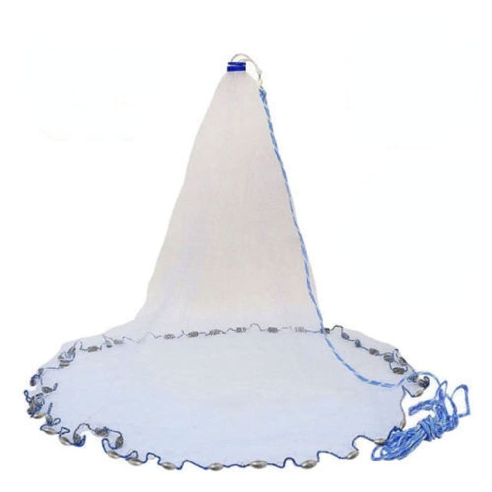 LSOAARRT Fishing Cast Net Handmade Saltwater Throw Fishing Net for Bait Trap Fish 8ft Radius 3/8 inch Mesh Size Clear Mono Cast Net