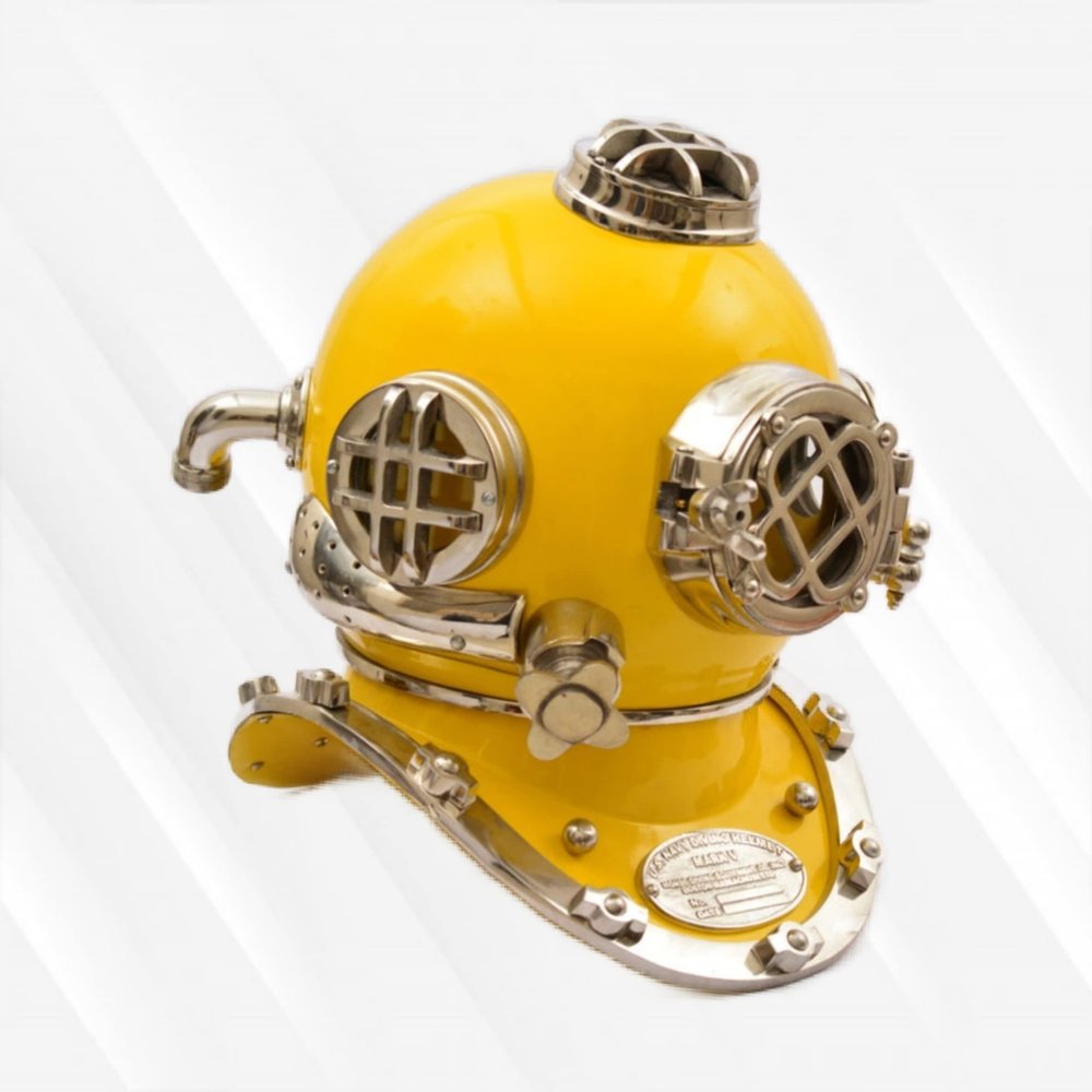 US Navy Scuba Divers Helmet, USA Mark V Marine Scuba Diving Marine Yellow Helmet Look Like Antique, Standard Diving Deep Sea Helmet
