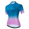 Cycling Jersey Women Bicycle Top Pockets Bike MTB Shirt Short Sleeve Female Mountain Road Clothing Summer Cycle Clothes Uniform Biking Blouse Blue Pink M view 1