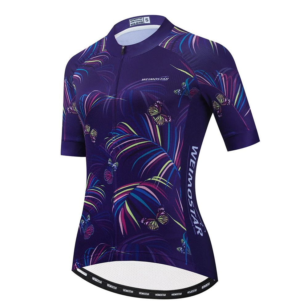 Cycling Jersey Women Bicycle Top Pockets Bike MTB Shirt Mountain Road Clothing Summer Cycle Clothes Outfits Team Outdoor Sports Racing Blouse Female Lady Biker Purple XL