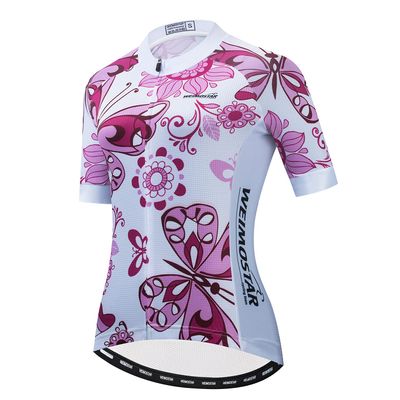 Cycling Jersey Women Bicycle Top Pockets Bike MTB Shirt Mountain Road Clothing Summer Cycle Clothes Outfits Team Outdoor Sports Racing Blouse Female Lady Biker Pink XL