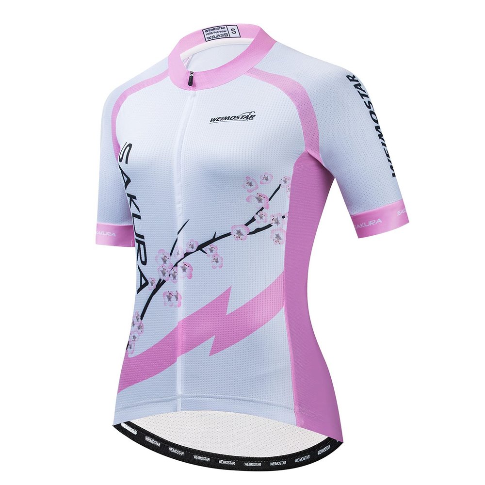 Cycling Jersey Women Bicycle Top Pockets Bike MTB Shirt Mountain Road Clothing Summer Cycle Clothes Outfits Team Outdoor Sports Racing Blouse Female Lady Flower Pink XXL