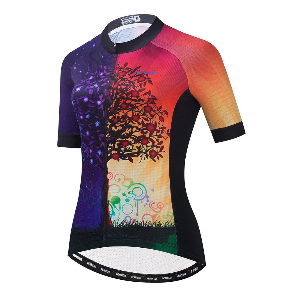 Cycling Jersey Women Bicycle Top Pockets Bike MTB Shirt Mountain Road Clothing Summer Cycle Clothes Outfits Team Outdoor Sports Racing Blouse Female Lady Short Sleeve Orange S
