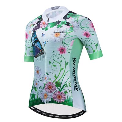 Cycling Jersey Women Bicycle Top Pockets Bike MTB Shirt Mountain Road Clothing Summer Cycle Clothes Outfits Team Outdoor Sports Racing Blouse Female Lady Biker Flower XL