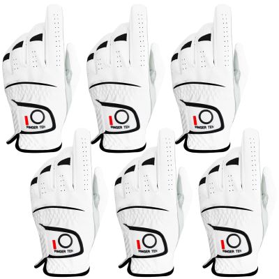 FINGER TEN Golf Gloves Men Left Right Hand Handed Golfer Value Pack (6 Pack, Medium/Large, Left)