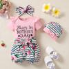 Aslaylme Newborn Girls Mother's Day Outfit Baby 1st Mother's Day Short Set (Pink-Mom,0-3 Months) view 2