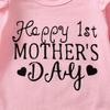 Aslaylme Newborn Girls Mother's Day Outfit Baby 1st Mother's Day Short Set (Pink-Mom,0-3 Months) view 4