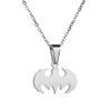 Bat Pendant Necklace for Men Women Stainless Steel Gold Silver Lightweight Fashion Anime Goth Cool Hippie Bat Man Necklace Cosplay Jewelry Gift (Silver) view 1