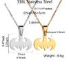 Bat Pendant Necklace for Men Women Stainless Steel Gold Silver Lightweight Fashion Anime Goth Cool Hippie Bat Man Necklace Cosplay Jewelry Gift (Silver) view 3