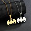 Bat Pendant Necklace for Men Women Stainless Steel Gold Silver Lightweight Fashion Anime Goth Cool Hippie Bat Man Necklace Cosplay Jewelry Gift (Silver) view 4