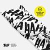 SLEEFS Ha Ha Ha Black White Knee Pad - Compression Sleeve - Protection for Running, Volleyball, Basketball, All Sports - UPF 50+ view 3