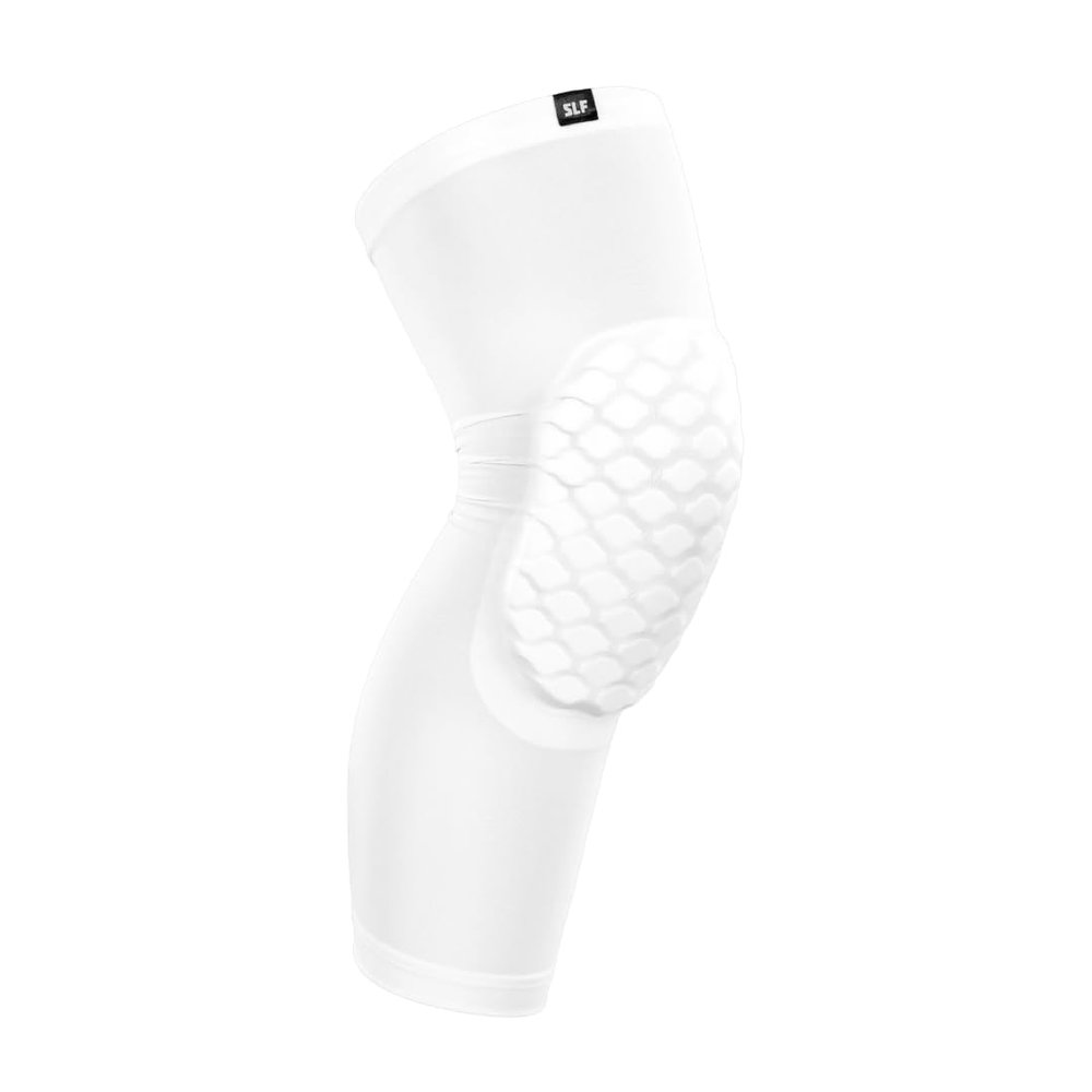 SLEEFS Basic White Knee Pad - Compression Sleeve - Protection for Running, Volleyball, Basketball, All Sports - UPF 50+