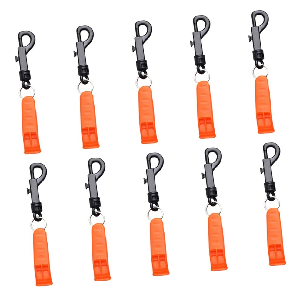 BESPORTBLE 10pcs Outdoor Emergency Whistle Durable Plastic Safety Whistles for Camping Hiking Travel Loud Sound Design Key Ring for Easy Carrying for Survival Situations