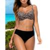 Push Up Bikini Sets for Women Low Waisted Sexy Padded 2 Piece Bathing Suits Twist Front Striped Printed Vintage Swimsuit view 2