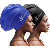 Extra Large Swim Cap for Braids and Dreadlocks Women Men Silicone Swimming Cap for Long Thick Curly Weaves Afro Hair Extensions (Black, Blue) view 1