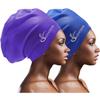 Extra Large Swim Cap for Braids and Dreadlocks Women Men Silicone Swimming Cap for Long Thick Curly Weaves Afro Hair Extensions (Blue, Purple) view 1