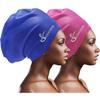 Extra Large Swim Cap for Braids and Dreadlocks Women Men Silicone Swimming Cap for Long Thick Curly Weaves Afro Hair Extensions (Blue, Fuchsia) view 1