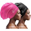 Extra Large Swim Cap for Braids and Dreadlocks Women Men Silicone Swimming Cap for Long Thick Curly Weaves Afro Hair Extensions (Black, Fuchsia) view 1