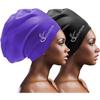 Extra Large Swim Cap for Braids and Dreadlocks Women Men Silicone Swimming Cap for Long Thick Curly Weaves Afro Hair Extensions (Black, Purple) view 1