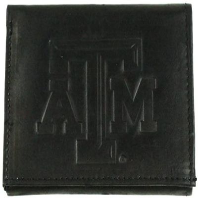 Rico Texas A&M Aggies - Distressed Look - Embossed Logo Black Leather Trifold Wallet