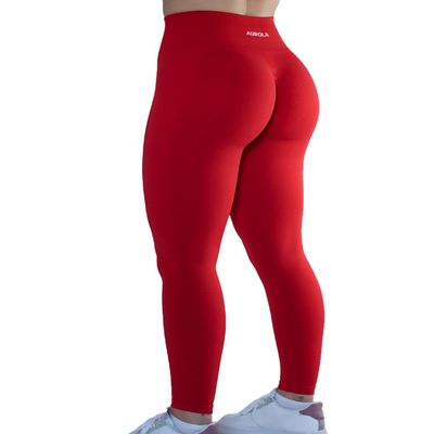 AUROLA Workout Leggings for Women Seamless Scrunch Yoga Pants Tummy Control Gym Fitness Sport Active Leggings 25'' (L, Fiery Red)