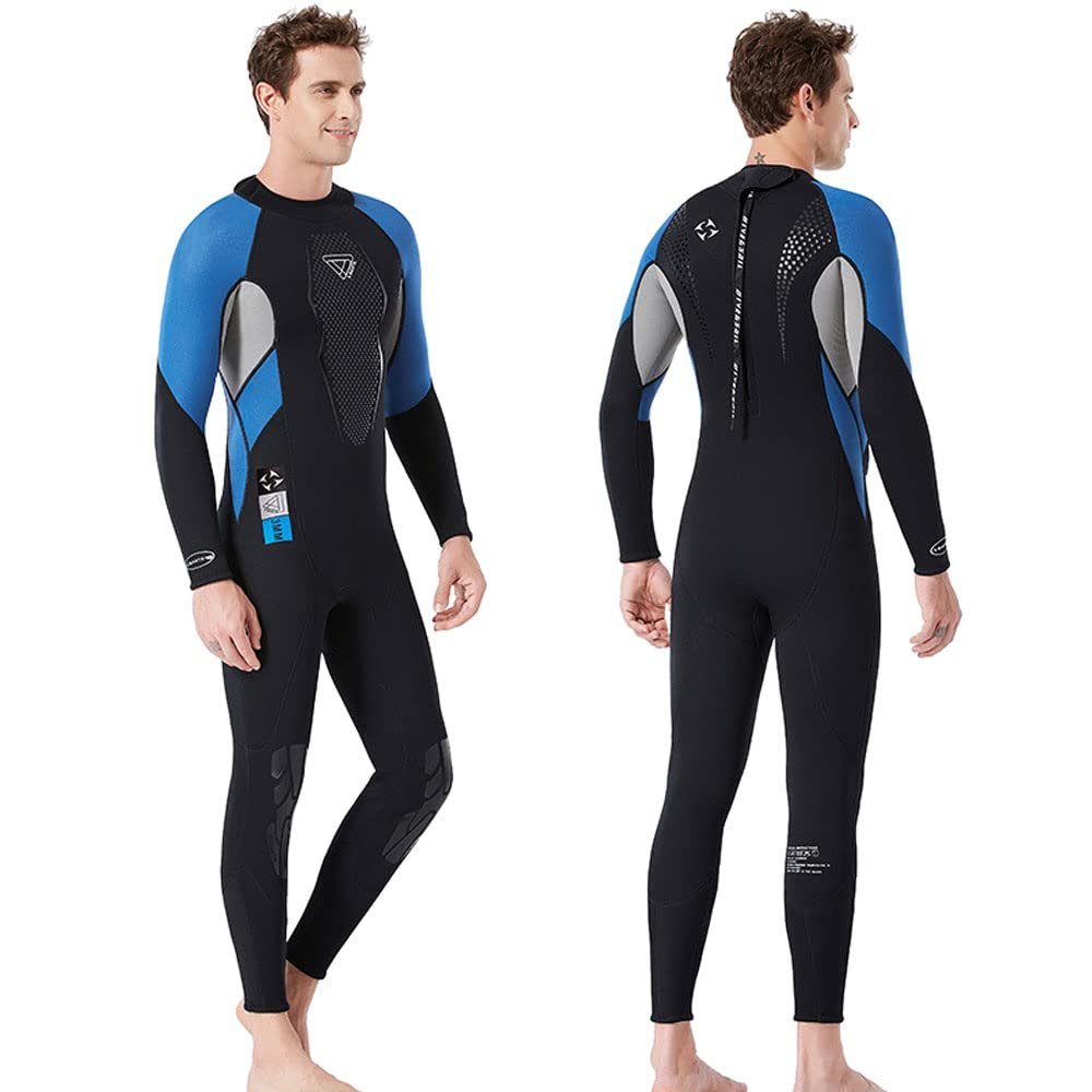 Alstorpha Wetsuits for Men 3mm Neoprene Wet Suits for Men in Cold Water for Surfing, Diving, Swimming, Jet Skiing (2X-Large, Blue)