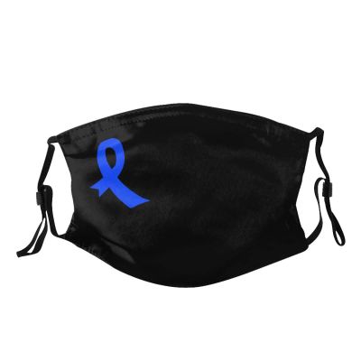 Colorectal Cancer Awareness America Flag Blue Ribbon Face Mask with 2 Filter Adjustable Breathable Reusable Dust Mask