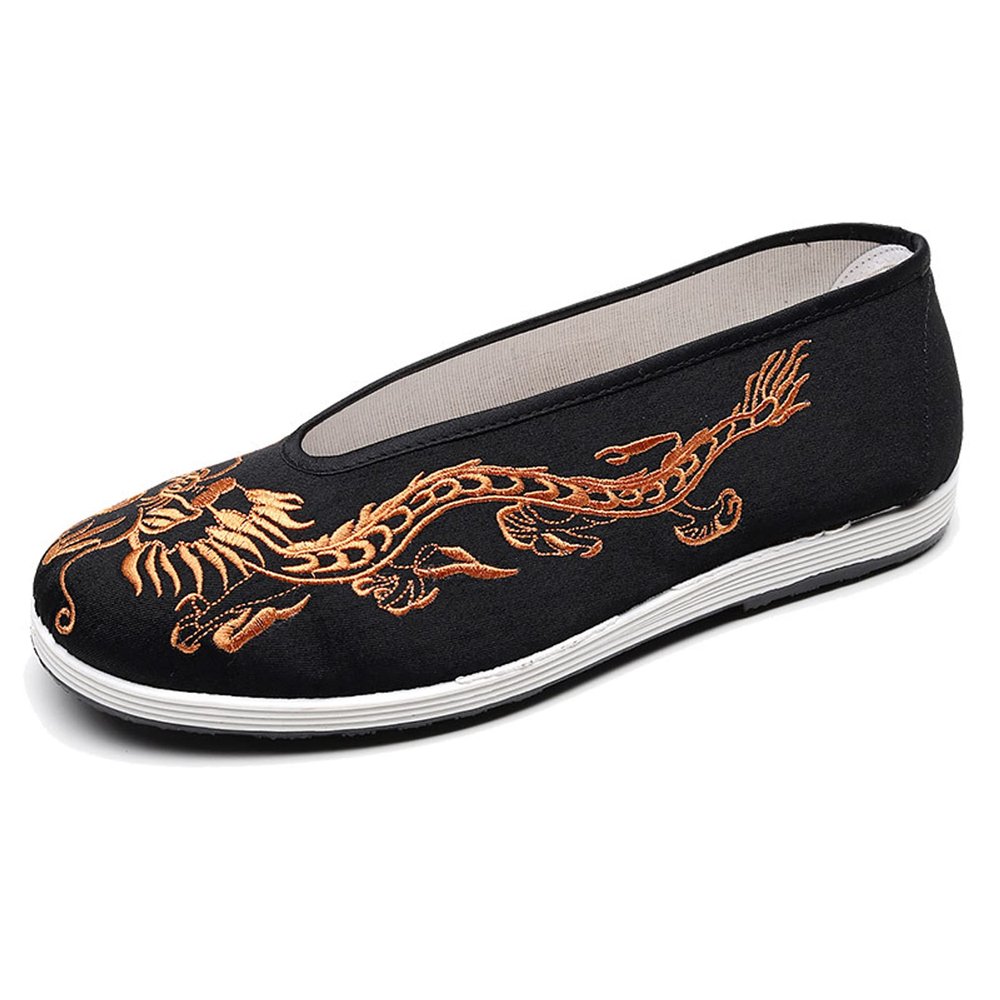 Chinese Slip Ons Shoes Traditional Old Beijing Shoes Kung Fu Tai Chi Cloth Shoes Unisex Gold