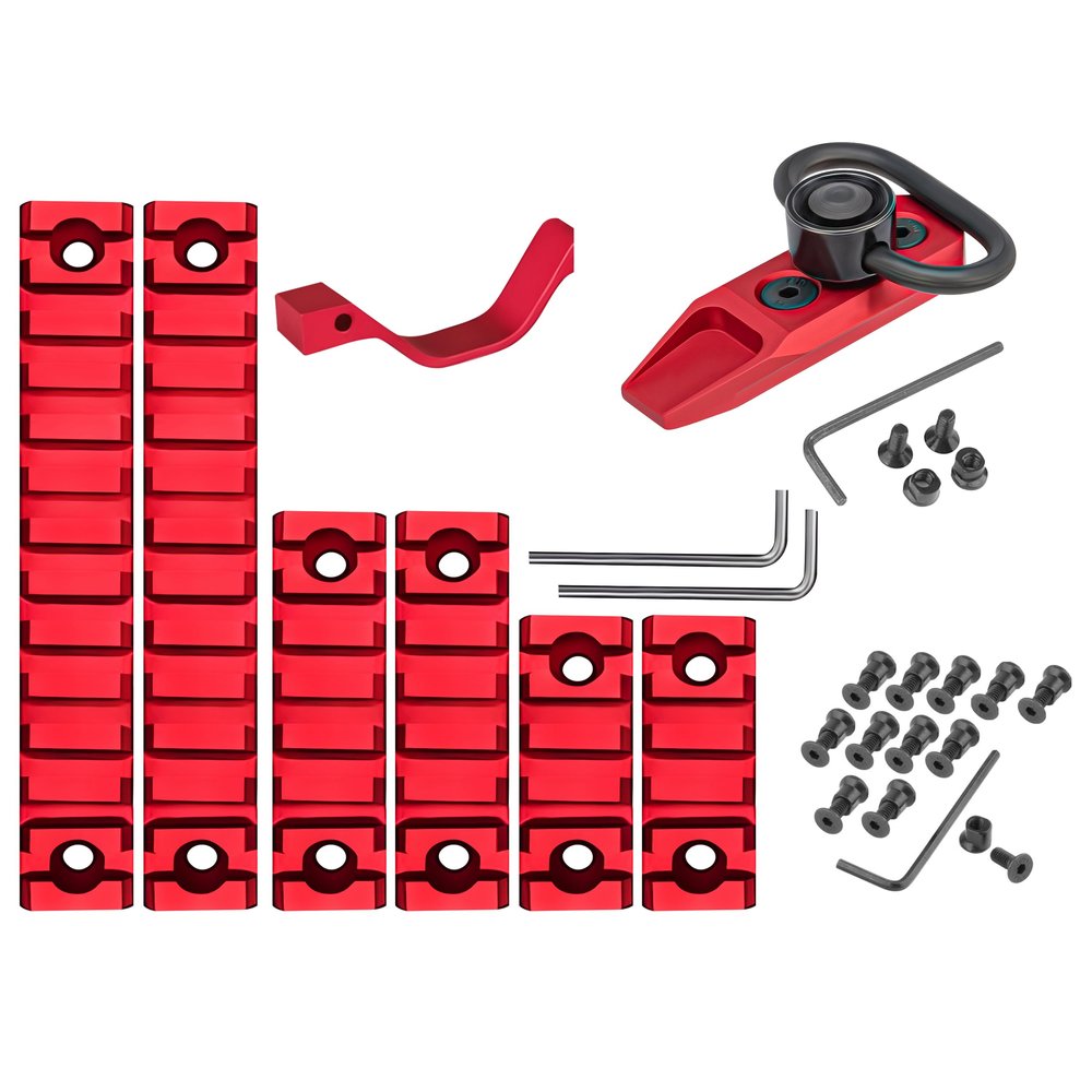 Gotical Combo of 2 Items which Includes 5 Slots 2 Pieces and 7 Slot 2 Pieces Key mod Lightweight Aluminum Red Color (5,7,13 Slots | Trigger & Attachment)