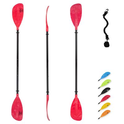 OCEANBROAD Adjustable Kayak Paddle 86in/220cm to 94in/240cm Kayaking Boating Canoeing Oar with Paddle Leash 1 Paddle