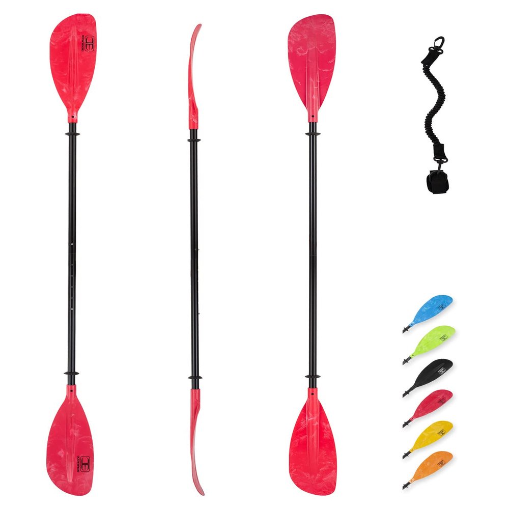 OCEANBROAD Adjustable Kayak Paddle 86in/220cm to 94in/240cm Kayaking Boating Canoeing Oar with Paddle Leash 1 Paddle
