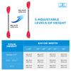 OCEANBROAD Adjustable Kayak Paddle 86in/220cm to 94in/240cm Kayaking Boating Canoeing Oar with Paddle Leash 1 Paddle view 3