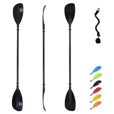 OCEANBROAD Adjustable Kayak Paddle 86in/220cm to 94in/240cm Kayaking Boating Canoeing Oar with Paddle Leash 1 Paddle