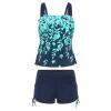 QWENTMTNTY Tankini Bathing Suits for Women Tummy Control Two Piece Retro Swimsuit Boyshorts Spaghetti Straps Swimming Wear C-Green view 3
