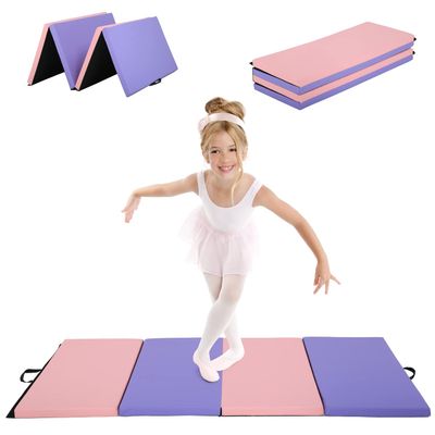 BLKMTY Gymnastics Mats, 4'x6'x2'' Folding Exercise Mat Gym Yoga Aerobics Fitness Mats Kids' Gymnastics Tumbling Mat with Carrying Handles for Home Gym Exercise&Play Gym, CM