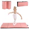 BLKMTY Gymnastics Mats, 4'x6'x2'' Folding Exercise Mat Gym Yoga Aerobics Fitness Mats Kids' Gymnastics Tumbling Mat with Carrying Handles for Home Gym Exercise&Play Gym, Pink view 1