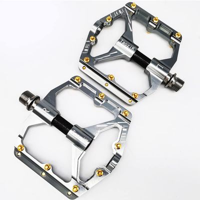 Titanium Shaft Three Peilin Pedal Carbon Fiber Anti-Skid Bearing Pedal Aluminum Alloy Titanium Shaft 3 Bearing Bicycle Pedal for Mountain Bike,Road Bike (Sliver)