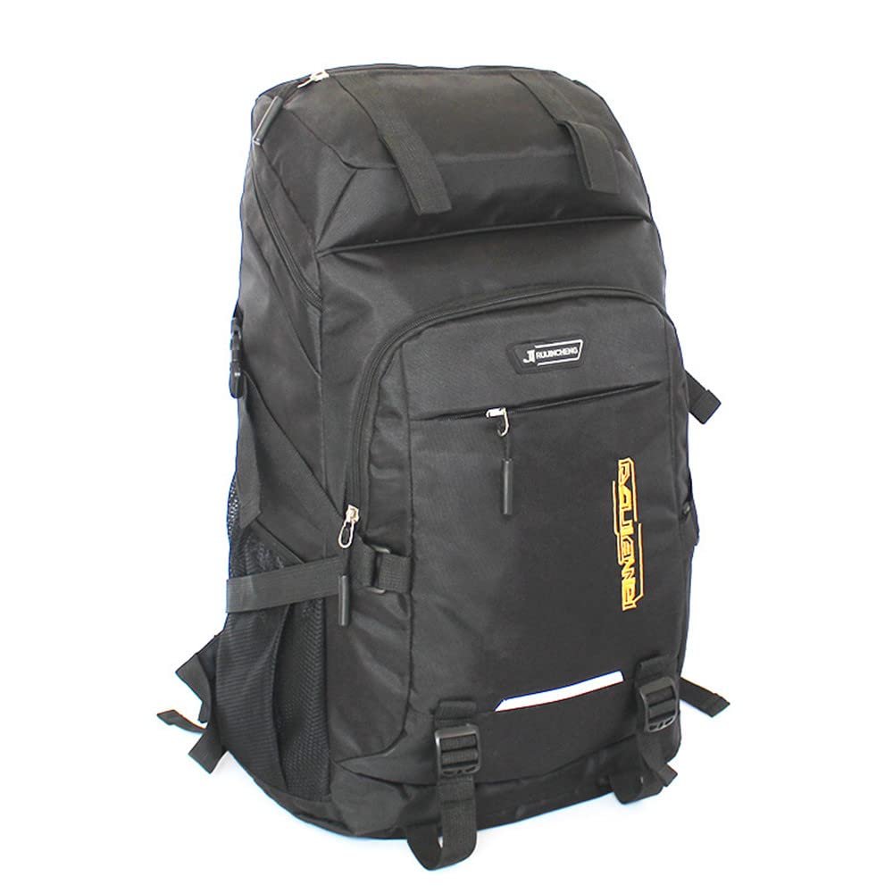 Eysee Backpack Canvas Camping Hiking Backpack Trekking Backpack Water Resistant Rucksack for Men Women, Black, 70L