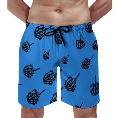 BAIKUTOUAN Middle Finger Fashion Men's Beach Shorts Swim Trunks Quick Dry Pants with Mesh Lining and Pockets M