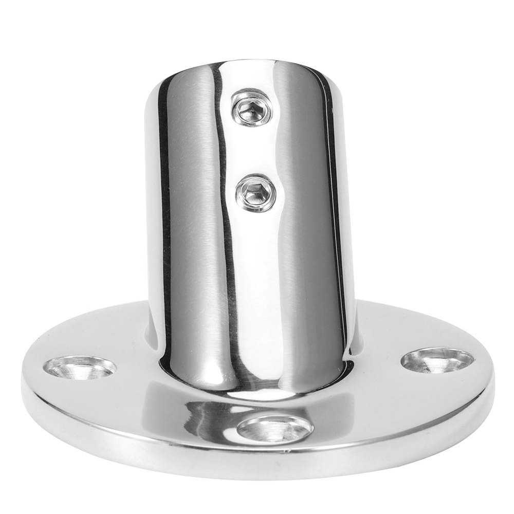 01 02 015 45 Degree Tube Base, 45 Degree Mirror Polished Surface Hand Rail Round Stanchion 316 Stainless Steel for Marine for Boat(22mm)